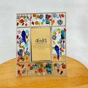 TRESKA Boho Bohemian Gypsy Murano Art Glass Beaded Ornament Photo Frame Decor